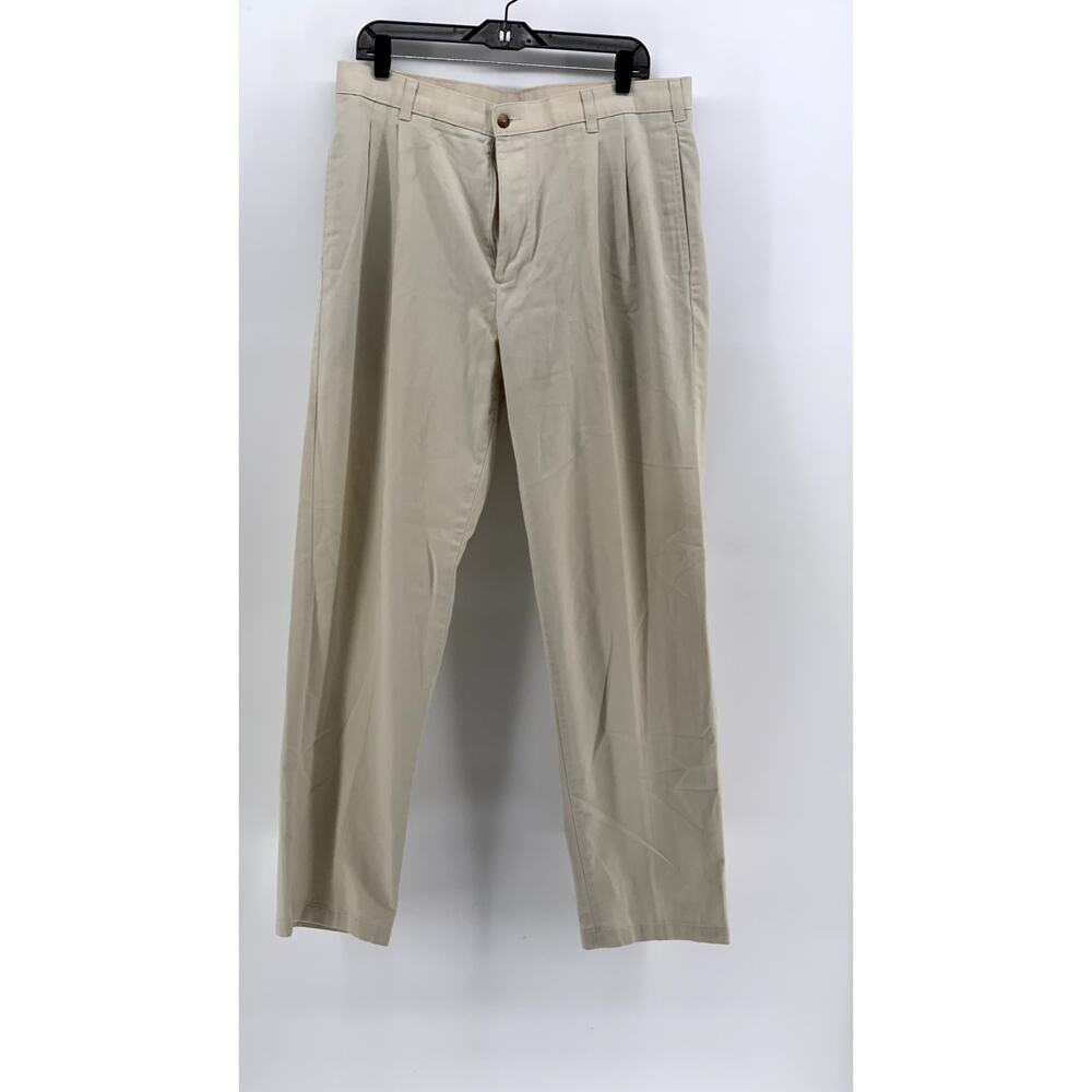 UNBRANDED Men's Tan Solid Cotton-Blend Straight-Leg Pants SZ 36X32